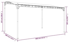tópszínű szövet és acél pavilon 4 x 3 m 180 g/m²