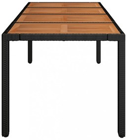 fekete polyrattan falapos kerti asztal 190 x 90 x 75 cm