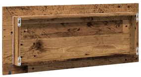 antik fa színű szerelt fa LED-es fürdőszobatükör 100x8,5x37 cm