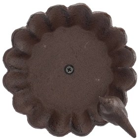 Öntöttvas madáretető és -itató, egy kismadárral