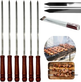 Nyárs Csuklópálca Hús Nyárs Grillezéshez 6DB 50cm Rozsdamentes