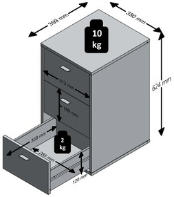 FMD fehér éjjeliszekrény 3 fiókkal