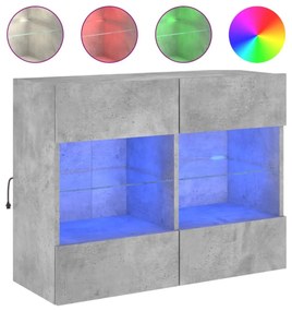 betonszürke falra szerelhető TV-szekrény LED-del 78,5x30x60,5cm