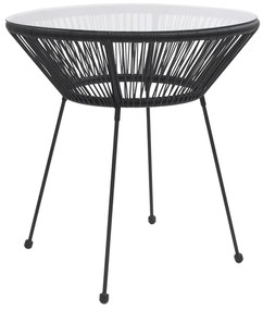 vidaXL fekete rattan és üveg kerti étkezőasztal Ø70 x 74 cm