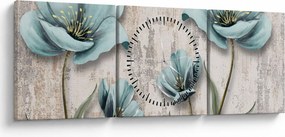 Kép - Virágok a textúrán (órával) (90x30 cm)