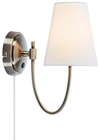 Fehér-sárgaréz színű konnektorhoz csatlakoztatható fali lámpa Amar – Markslöjd