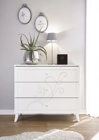 Nivea 3 fiókos matt fehér komód 104 cm