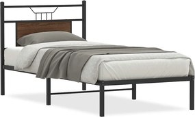 vidaXL barna tölgy színű szerelt fa ágykeret matrac nélkül 75x190 cm
