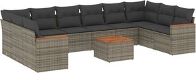 vidaXL 11 részes szürke polyrattan kerti ülőgarnitúra párnákkal