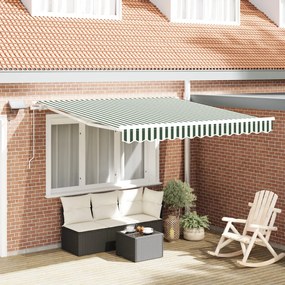 Kézi behúzható napellenző LED-del Zöld és Fehér 300x250 cm