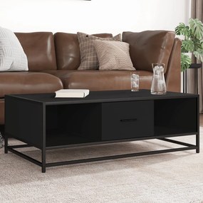 Fekete szerelt fa és fém dohányzóasztal 100 x 57 x 35 cm