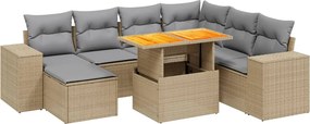 vidaXL 8 részes bézs polyrattan kerti ülőgarnitúra párnával