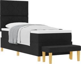 vidaXL Boxrugós ágy matracmal fejtámlával Fekete 80 x 200 cm szövet