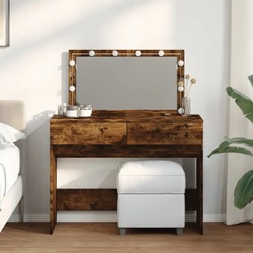 füstös tölgy színű fésülködőasztal LED-del 100 x 40 x 120 cm