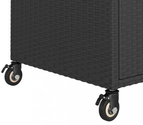 fekete polyrattan bárkocsi fiókkal 100 x 45 x 97 cm
