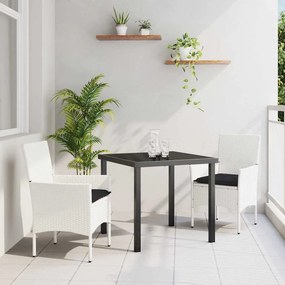 Kert étkező szett párnával 3 pcs Fehér Poli rattan