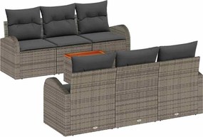 vidaXL Kerti Kanapé Szett tárolóval 7 pcs Szürke polirattan