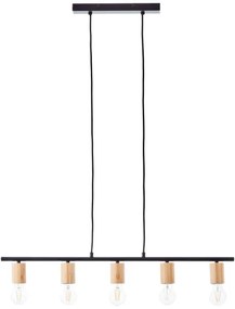 Brilliant - Függőlámpa kábellel KERRY 5xE27/40W/230V fekete/bambusz