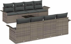 vidaXL Kerti Kanapé Szett 9 pcs Szürke Poli rattan