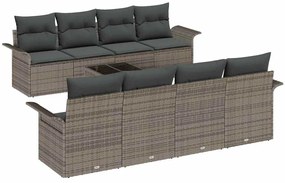 vidaXL Kerti Kanapé Szett 9 pcs Szürke Poli rattan