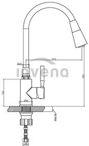 Invena Hula, magas mosogató csaptelep 2 funkciós, fekete, INV-BZ-85-P04-L