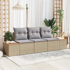 3 részes kerti kanapészett párnákkal Bézs Poli Rattan Akác