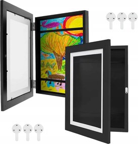 2X Művészi Képkeret Gyerekeknek, Nyitható A4, Fekete