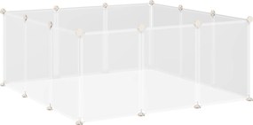 PawHut DIY Szabadjáró Kert 12 Paneles Futókerítés Kisállatoknak 105 x 105 x 45 cm Fehér Fém PP Gyanta | Aosom