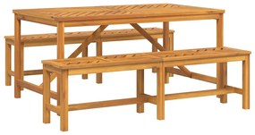 vidaXL Kert étkező szett 3 pcs Barna Tömör Akácfa