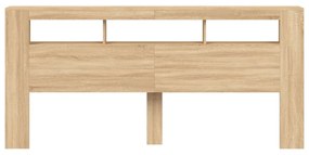 sonoma tölgy színű szerelt fa LED-es fejtámla 220x18,5x103,5 cm