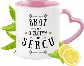 Bögre Testvérnek Rózsaszín Szív Alakú Füllel Kávé Ajándék