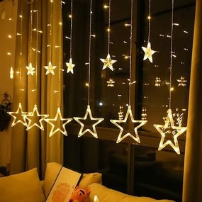 Karácsonyi LED fényfüggöny, LED csillagok, karácsonyi fények, füzér lámpa, Kiscsillag - Nagy Csillag 3m 120 Leddel Fényfüzér