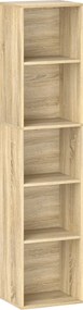 HOMCOM Könyvespolc, 5-Rétegű Tárolópolc, állítható polcokkal a nappaliba, hálószobába, irodába, 30 x 24 x 133,5 cm, Természetes Fa | Aosom