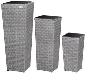 Casaria® 3 darabos virágtartó készlet - szürke