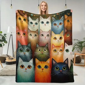 Takaró ágytakaró macskák puha cica kollázs ajándék cica 150x200cm KK299