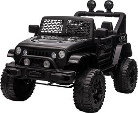 HOMCOM 12V Elektromos 4x4 Gyerekautó Távirányítóval, Fényszóróval és Duda - 3-6 Éveseknek - Fekete | Aosom