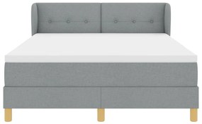 Boxspring Ágy Mattal - Világosszürke, 140x190 cm, Szövet