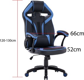 Gamer és irodai szék, Drift, 52x130x67 cm, kék