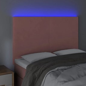 rózsaszín bársony LED-es fejtámla 144x5x118/128 cm