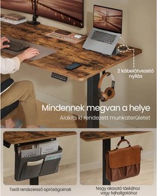 SONGMICS elektromos magasságállítható íróasztal, 180 × 80 cm, vintage barna