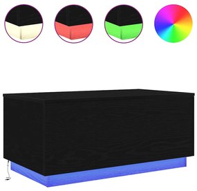 Fekete tölgy dohányzóasztal LED-lámpákkal 90x50x40 cm