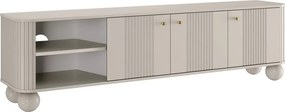 Vesper háromajtós TV szekrény 187 cm - kasmír / arany fogantyúk / gömb alakú lábak