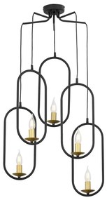 Jupiter 1811 - PI5 E14 - Csillár zsinóron PONTI 5xE14/40W/230V fekete