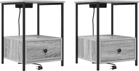 vidaXL Éjjeliszekrény 2 pcs Szürke Sonoma 42 x 41 x 56 cm Faanyag