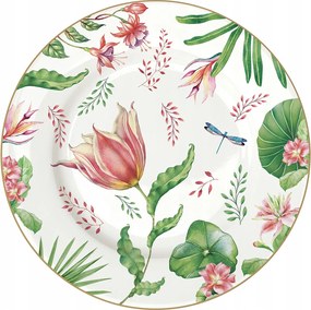 Tányér 19 cm desszertes színes virág motívum egyedi ajándék