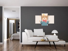 Kép - Bézs mackó koronával (90x60 cm)