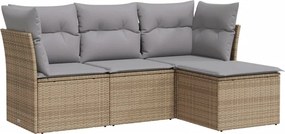 vidaXL 4 részes bézs polyrattan kerti ülőgarnitúra párnákkal