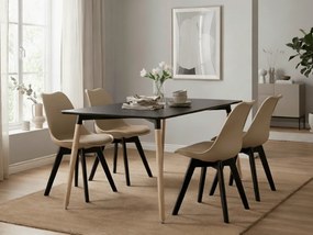 Étkező szett 1 + 4, fekete ADRIA asztal 120x80 cm + bézs BALI MARK szék fekete lábakkal