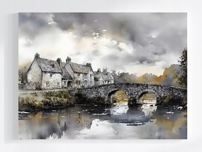 Vászonkép Canvas Tájkép Anglia Város Házak Folyó Híd 100x75