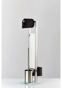 WENKO 21564100 - RIVALTA WC-kefe 18x70 cm, rozsdamentes acél/ezüst/fehér/fekete